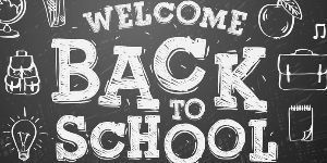 welcome back to school on a chalkboard
