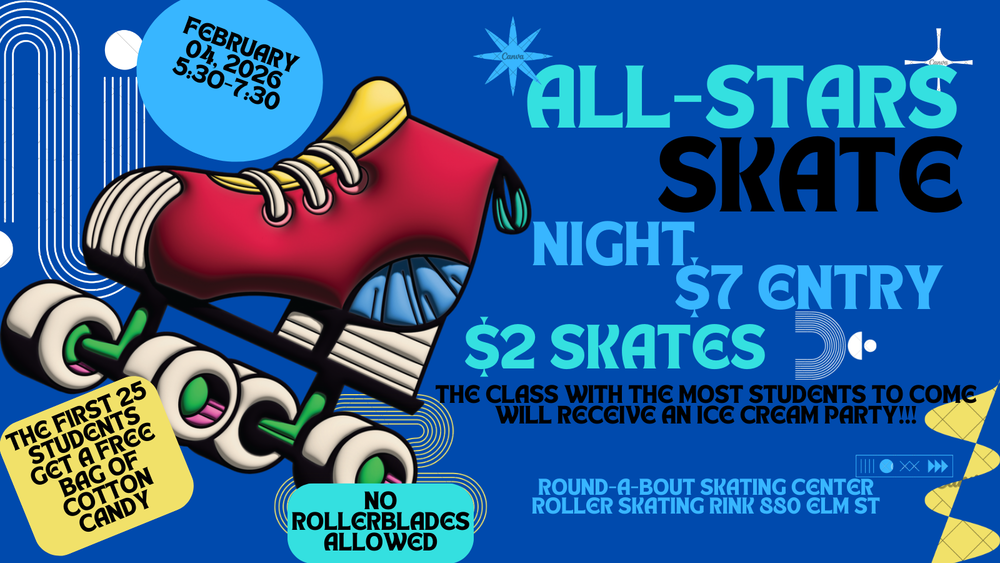 skate night flyer explaining $7 entry and $2 skate rental