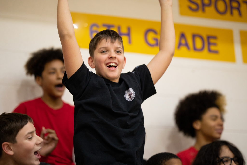 students cheering