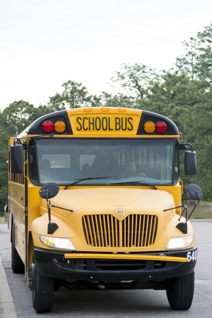 Bus - Front of Bus Parked by Curb