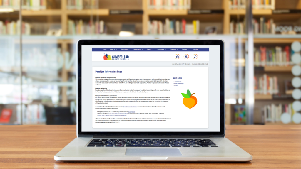 peachjar webpage on a laptop screen
