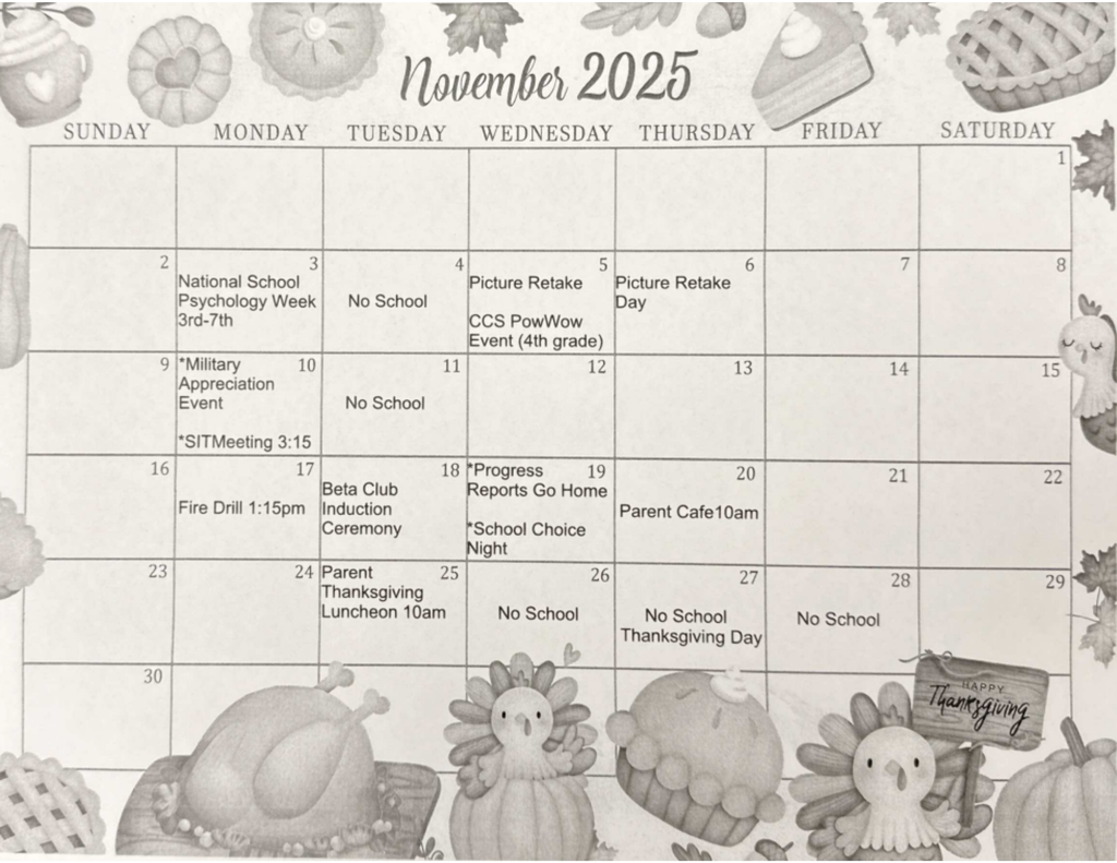 November Calendar of Events