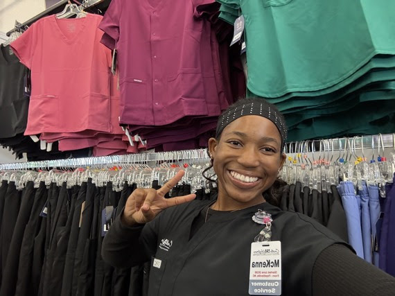 McKenna interning at Castle Uniforms.