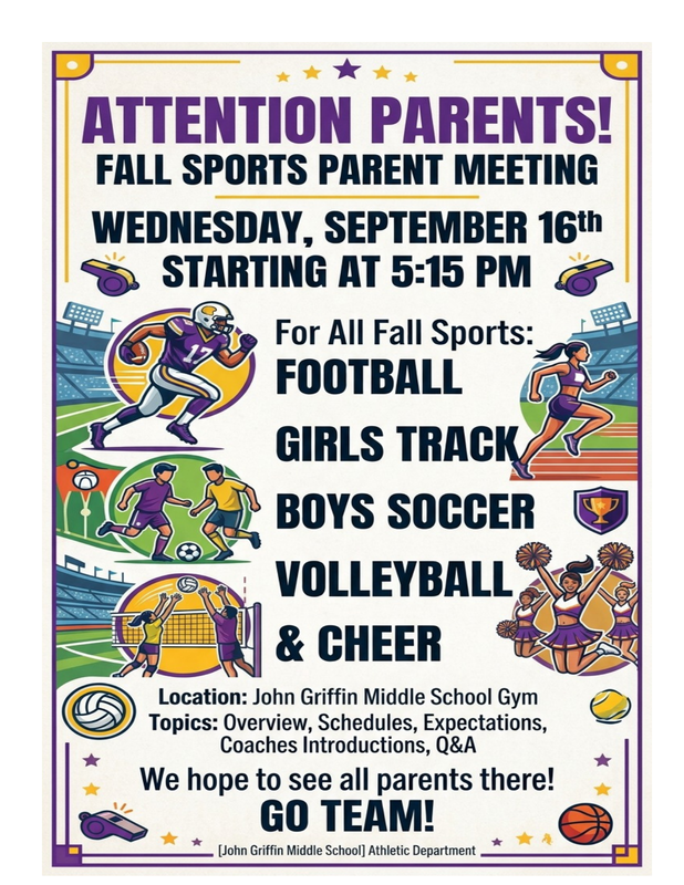 Fall Sports Parent Meeting Details Flyer