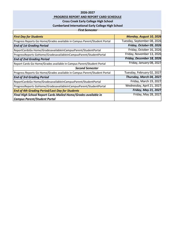 Report card schedule