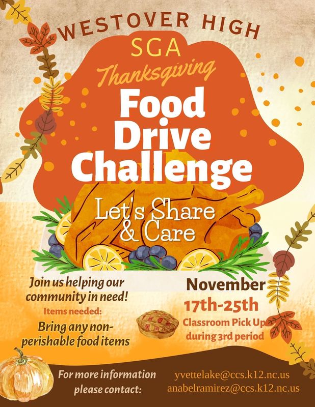Food Drive Challenge Flyer with Large Orange Turkey