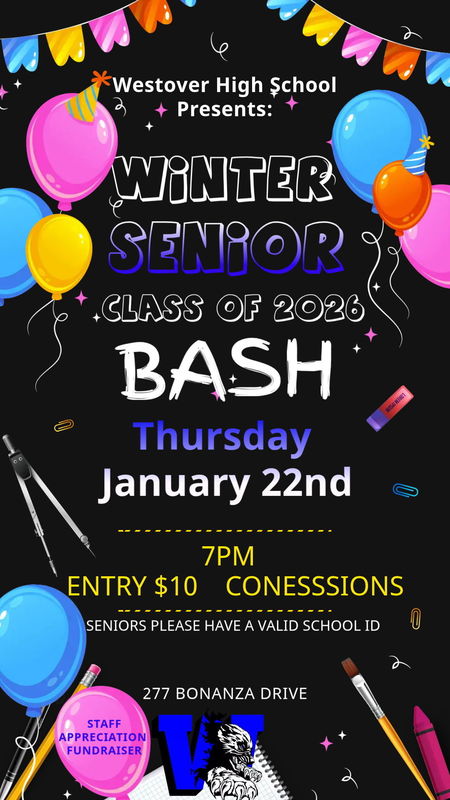 Black Senior Bash Flyer with Colorful Balloons