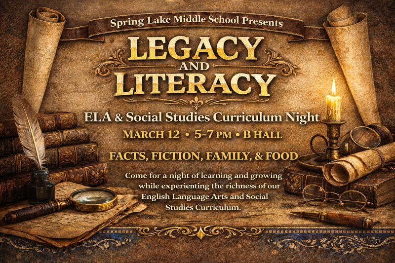ELA and Social Studies Curriculum Night on March 12 from 5pm to 7pm in B Hall