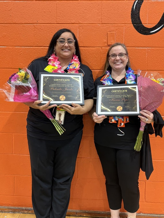 Pictured below are (l-r) CCS' Counselor of the Year Belinda Jacob and Beginning Counselor of the Year Karen Pope