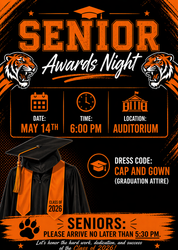 Flyer of Senior Awards Night.