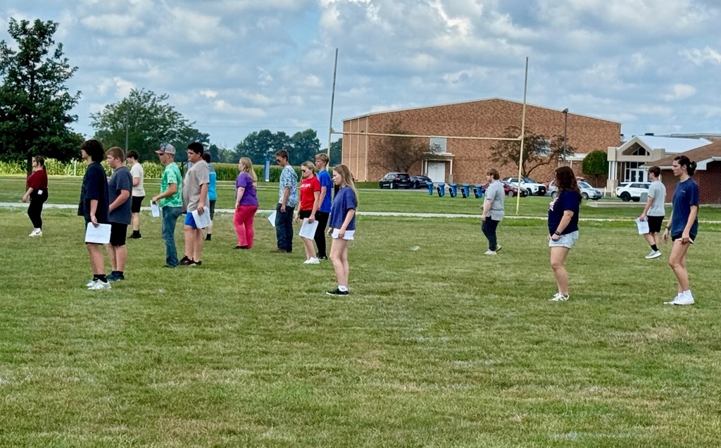 This is a picture of band students stepping out the show routine.