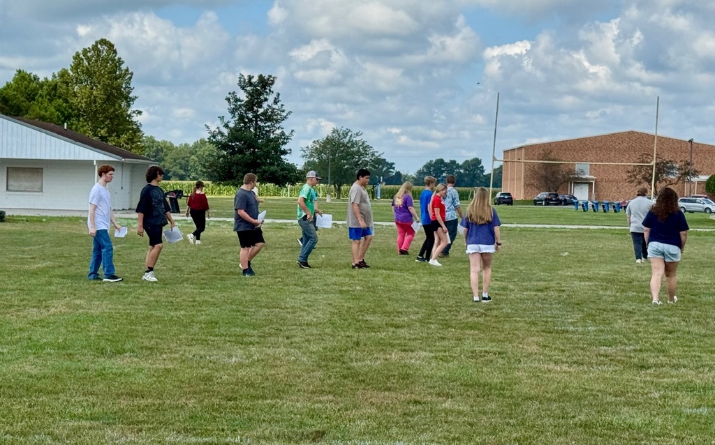 This is a picture of band students stepping out the show routine.