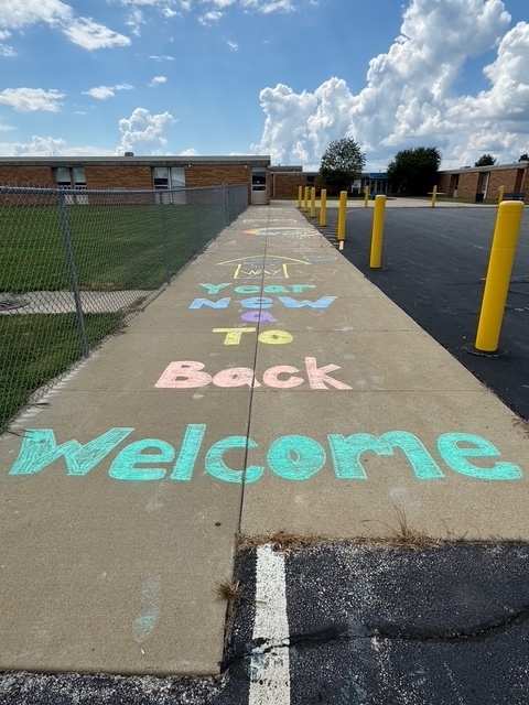 Chalk decoration in front of the school.