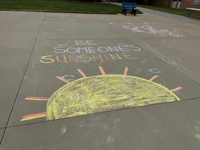 Chalk decoration in front of the school.