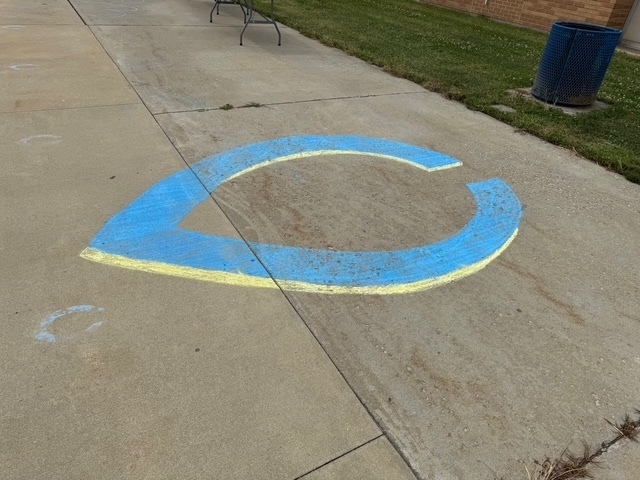 Chalk decoration in front of the school.