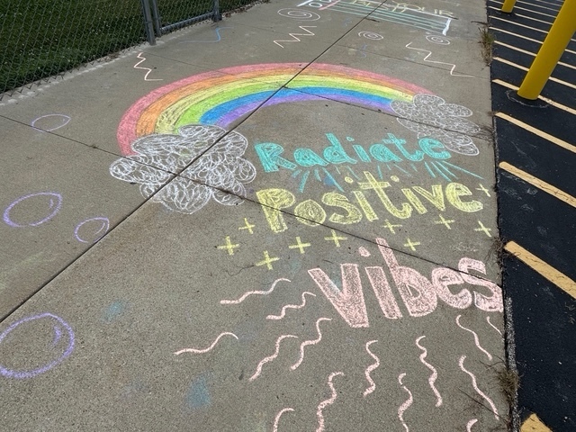 Chalk decoration in front of the school.