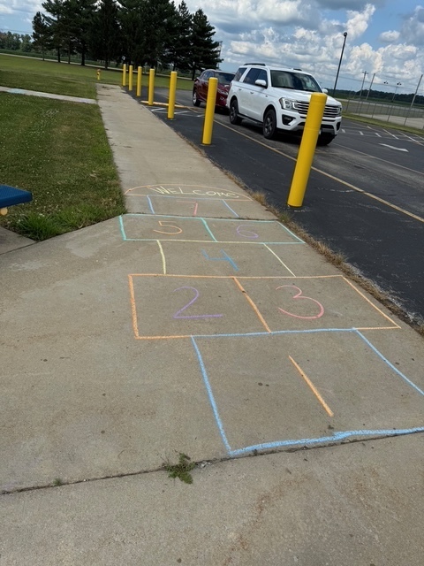 Chalk decoration in front of the school.