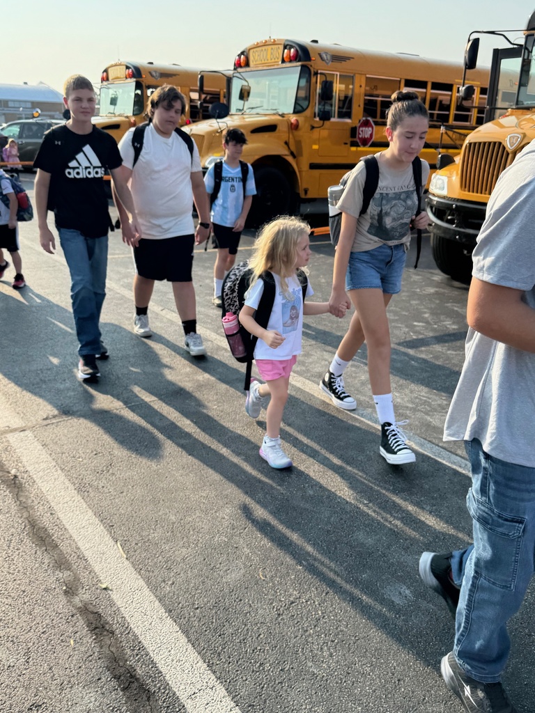 Students arriving to school. 