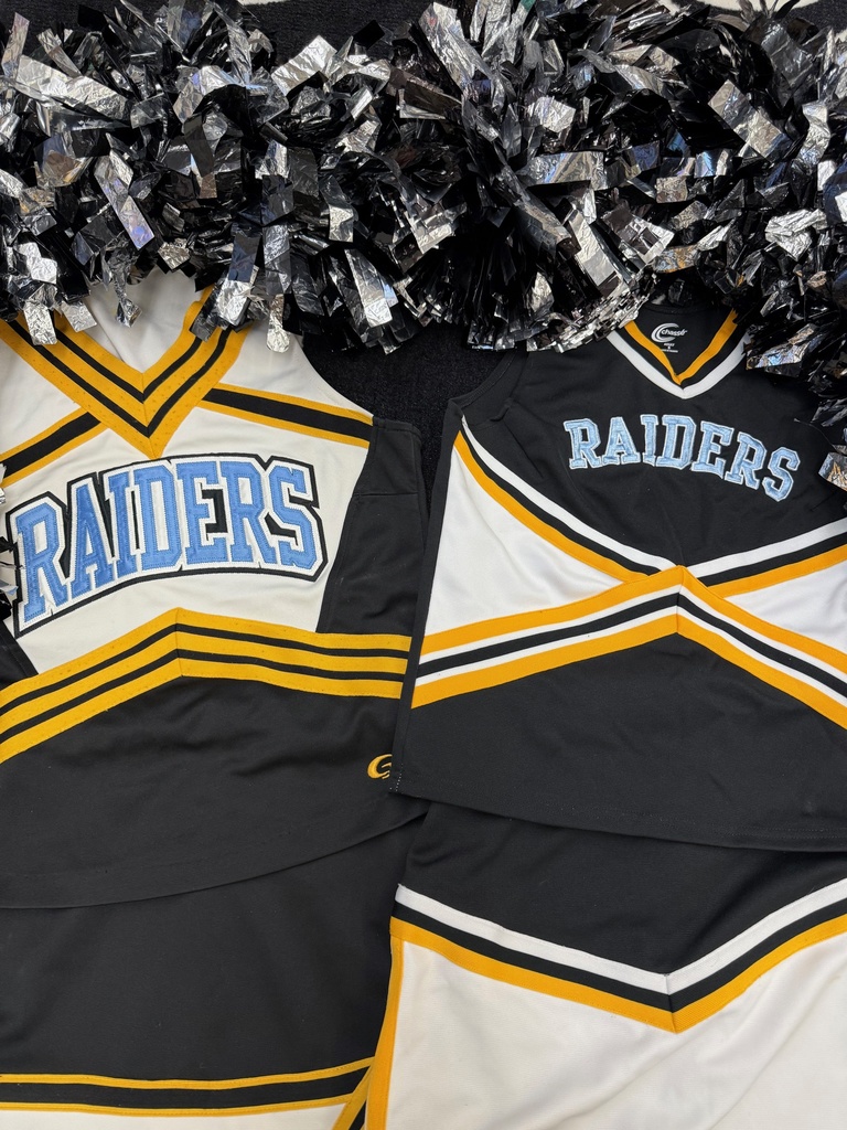 Cheer uniforms and poms. 