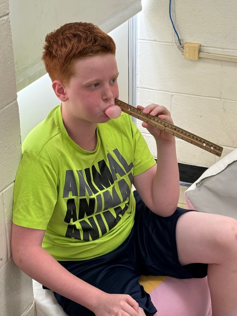 Students are blowing bubbles and measuring their size. 