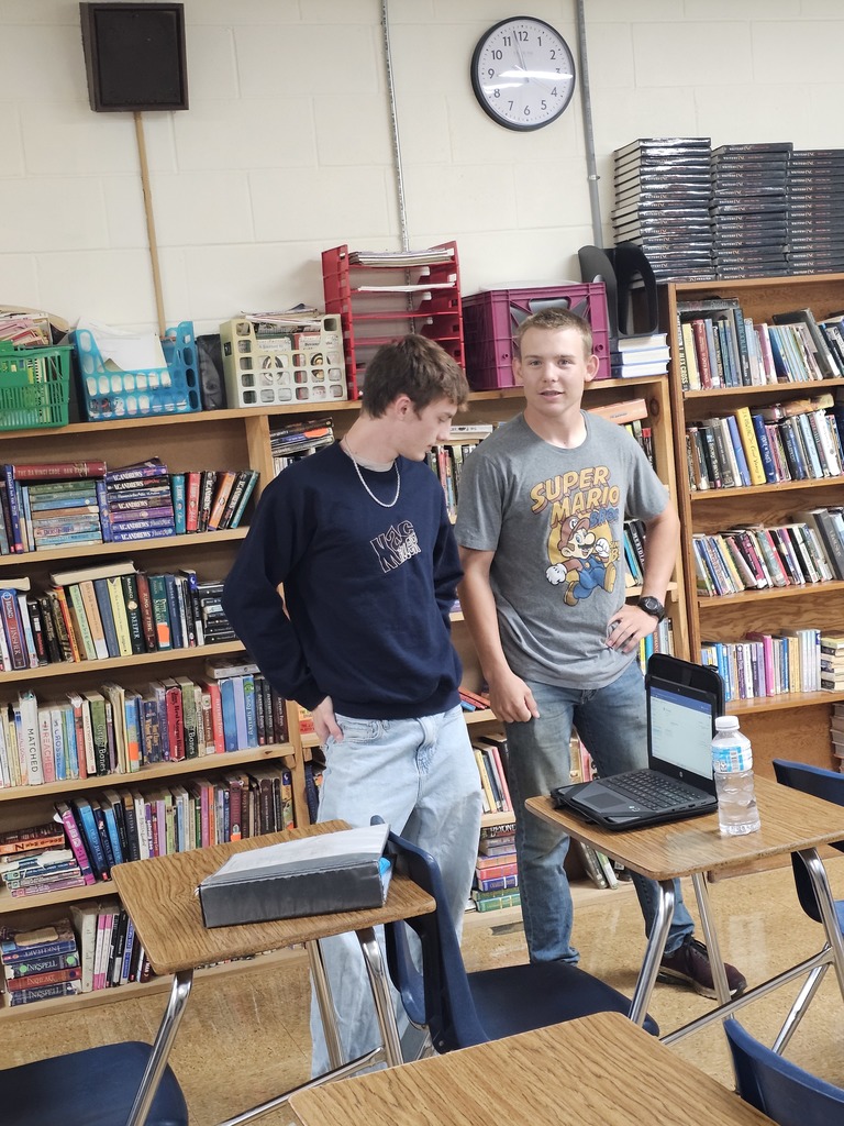 Two students are presenting to the class. 