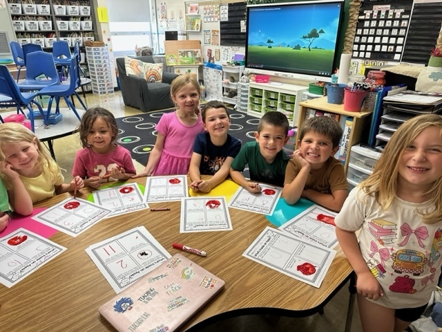 Students are completing apple projects. 