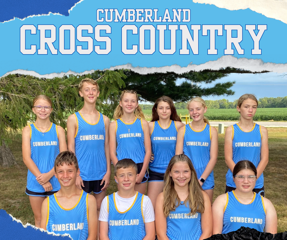The image says Cumberland Cross Country. It is an image of hte 10 8th grade runners.