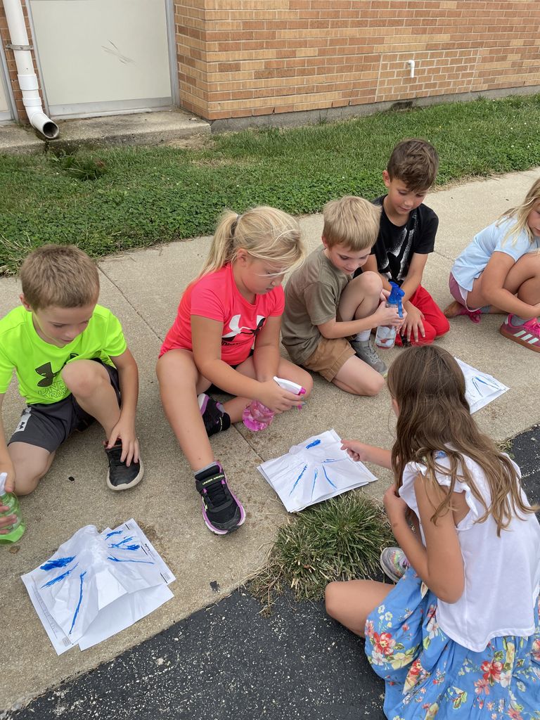 Students are adding water to the mountains. 