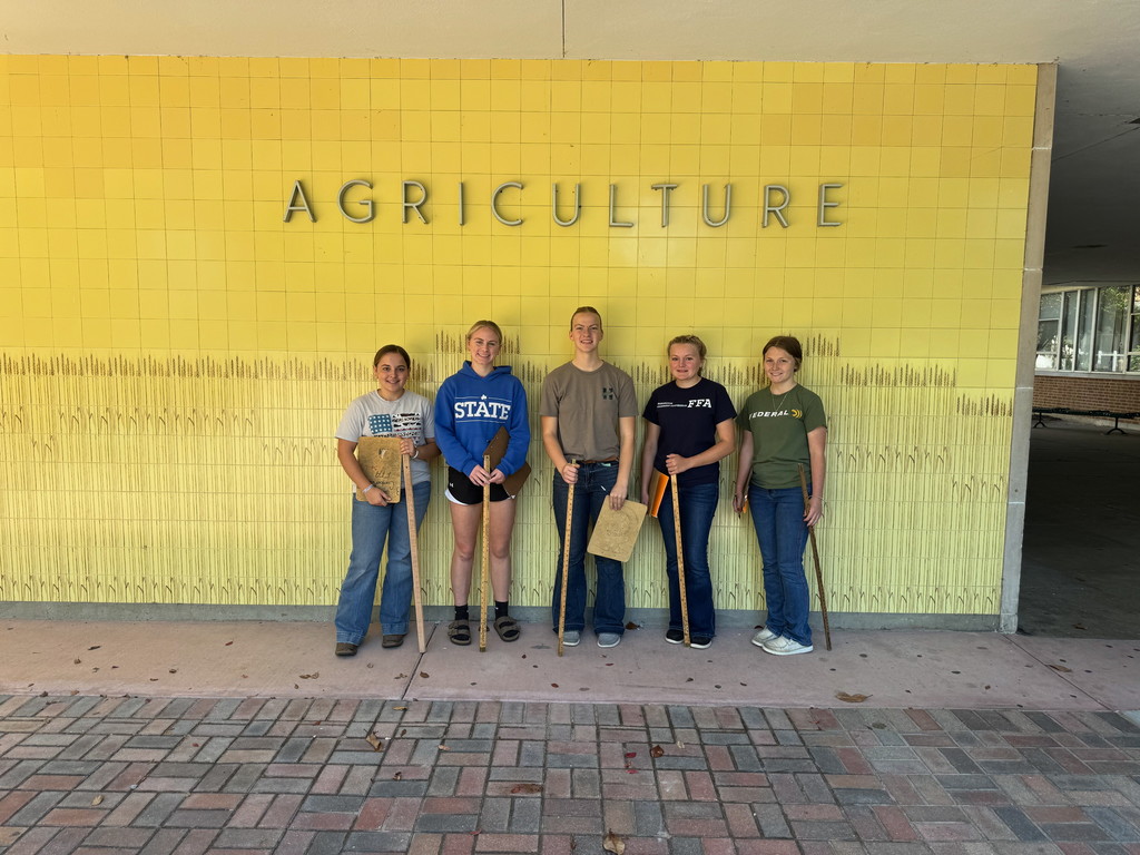 The five individuals who competed at the state forestry competition.
