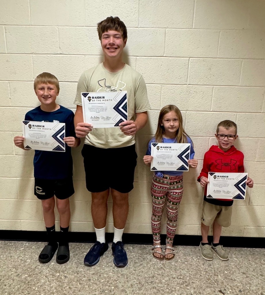 Pictured are the for students who are Raiders of the Month.