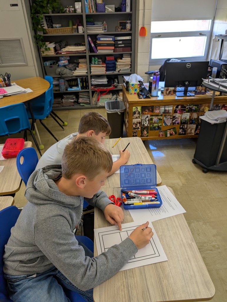 Students are sitting at their desks completing their one-pager.