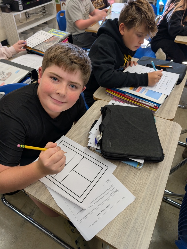 Students are sitting at their desks completing their one-pager.