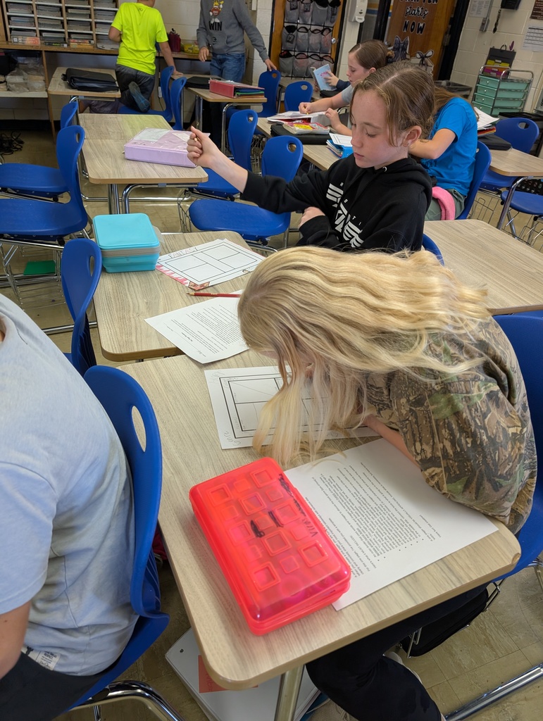 Students are sitting at their desks completing their one-pager.