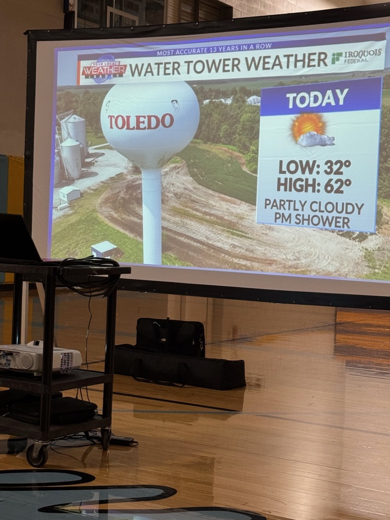 The image is the Toledo water tower being shown in the news on a previous  newscast. 