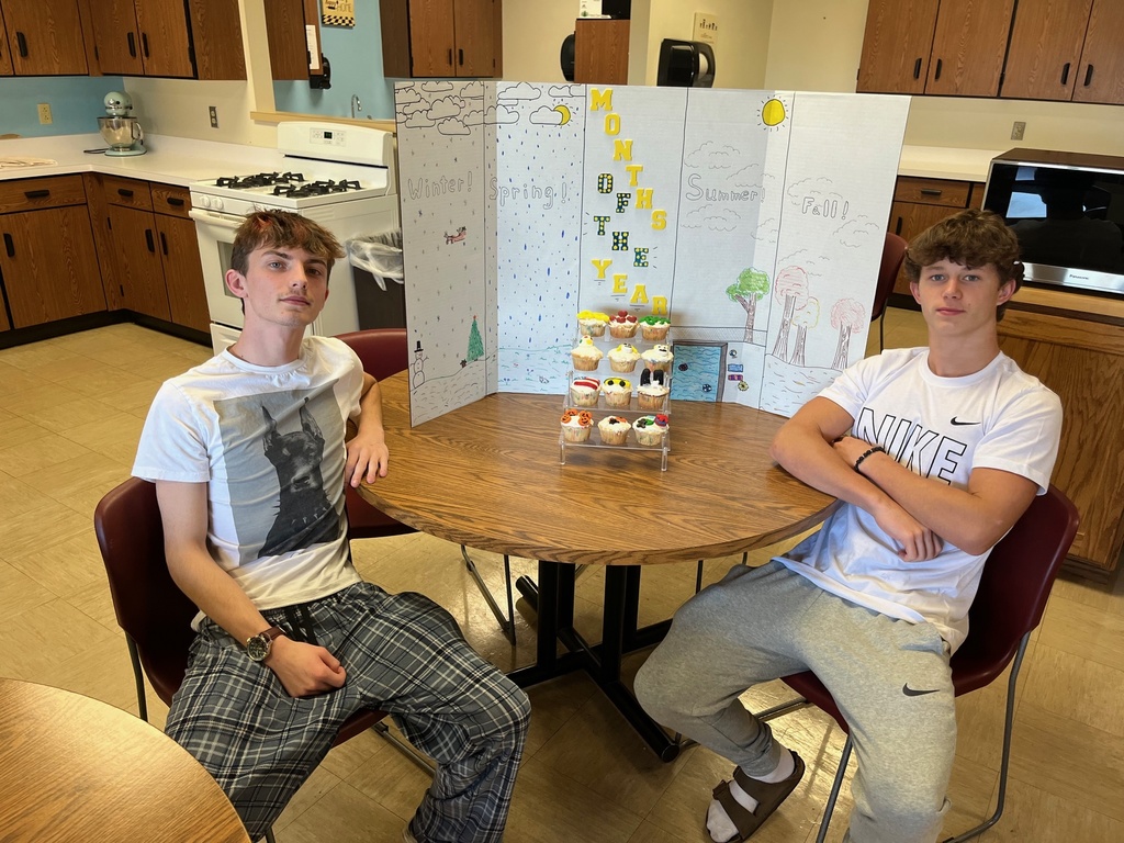 The bakers of the Months of the Year are showing their display. 