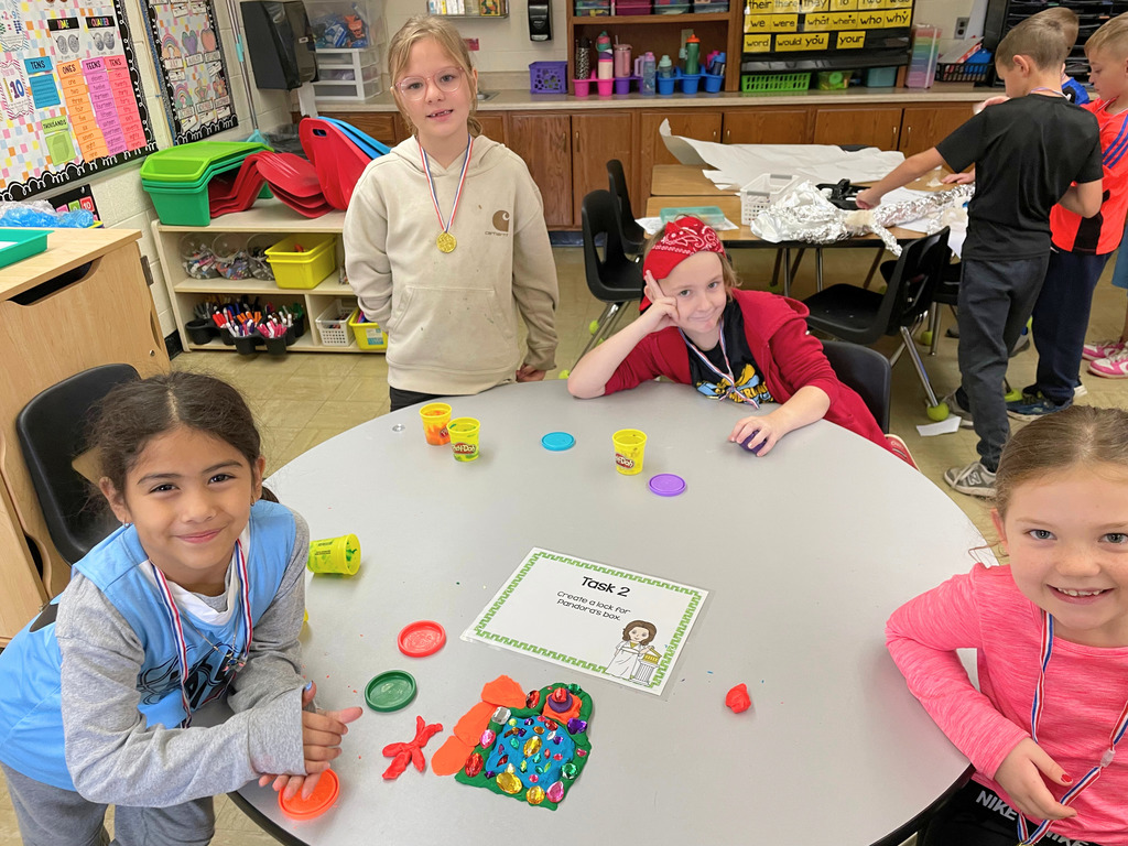 Students are creating a project about  one of their myths. 