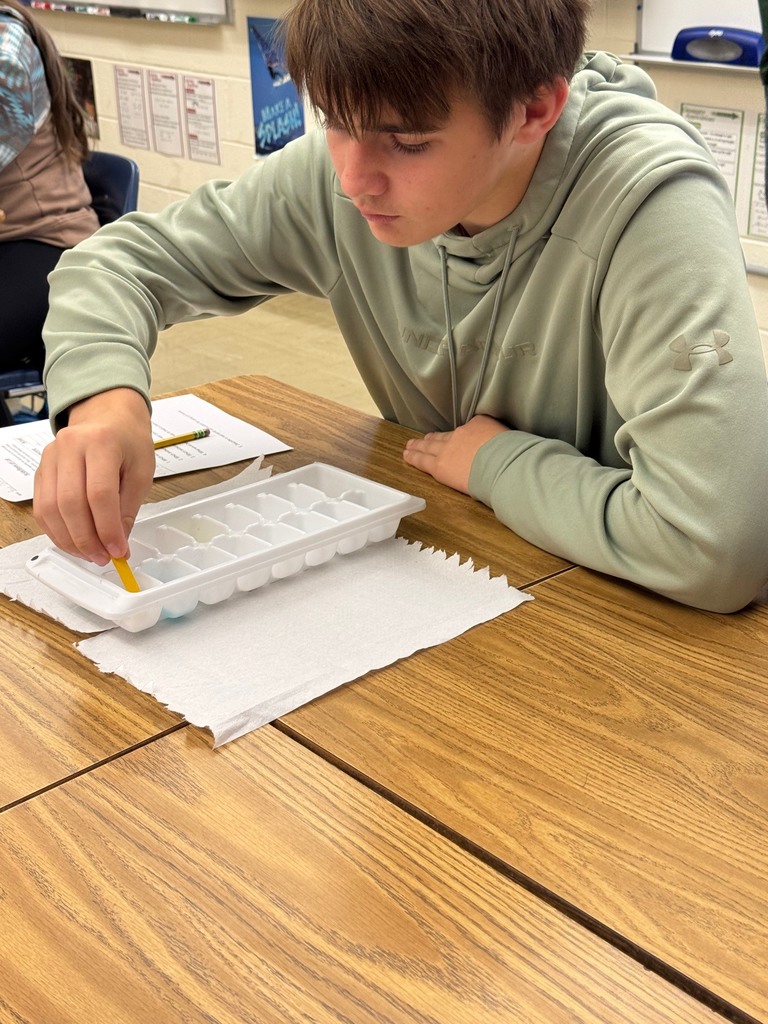 A student is dipping a pH strip in to a liquid and checking its color. 