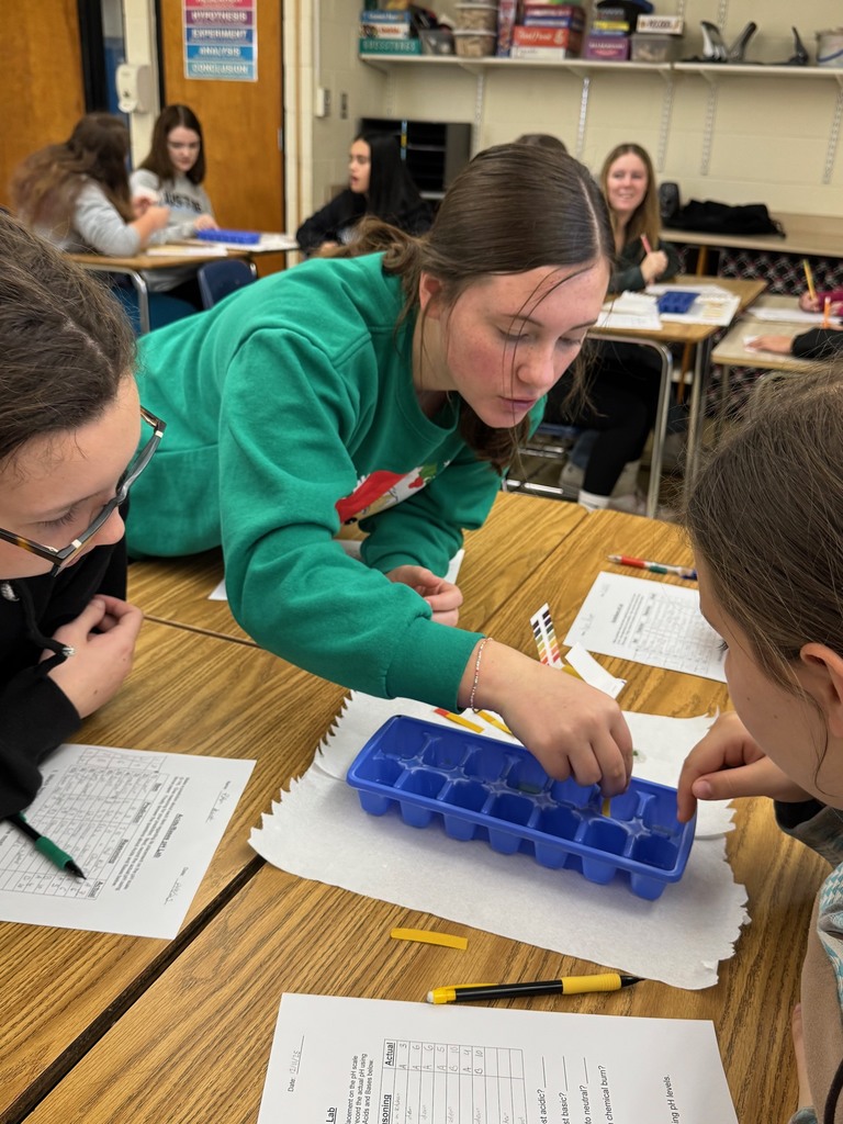 A student is dipping a pH strip in to a liquid and checking its color. 