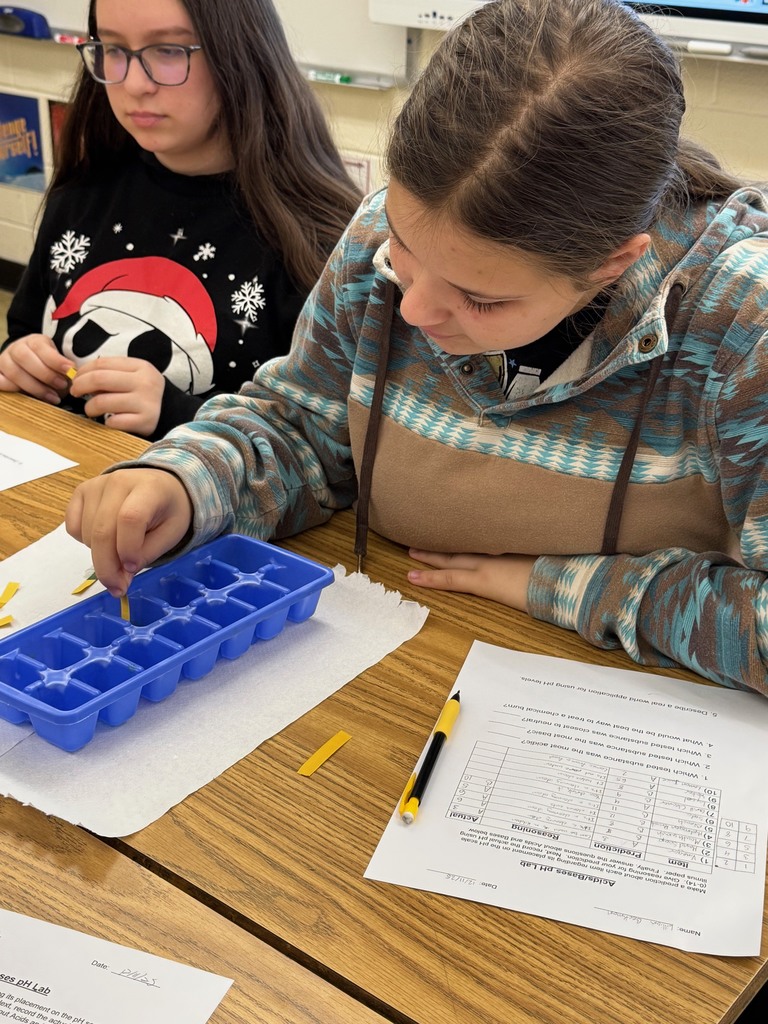 A student is dipping a pH strip in to a liquid and checking its color. 