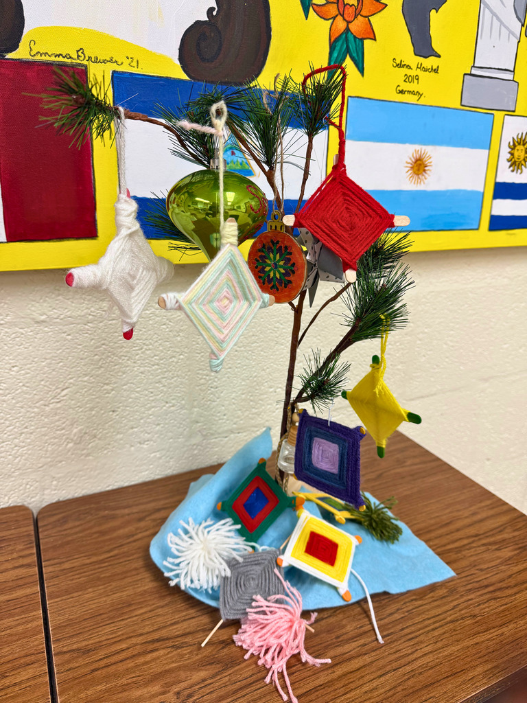 Shown is a little tree adorned by the club's art projects. 