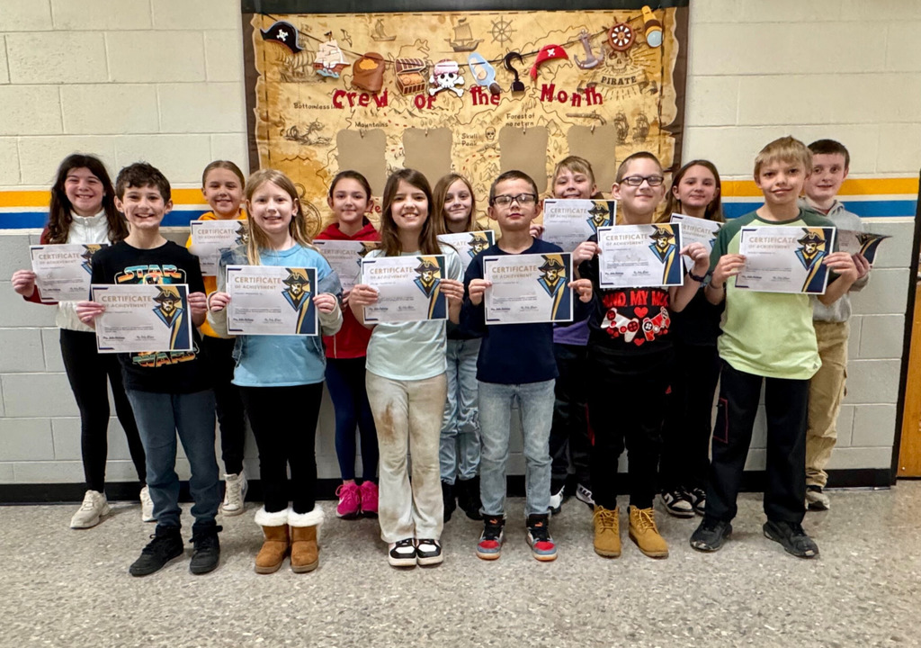 Pictured are the 4th grade students. They are holding their perfect attendance certificates. 