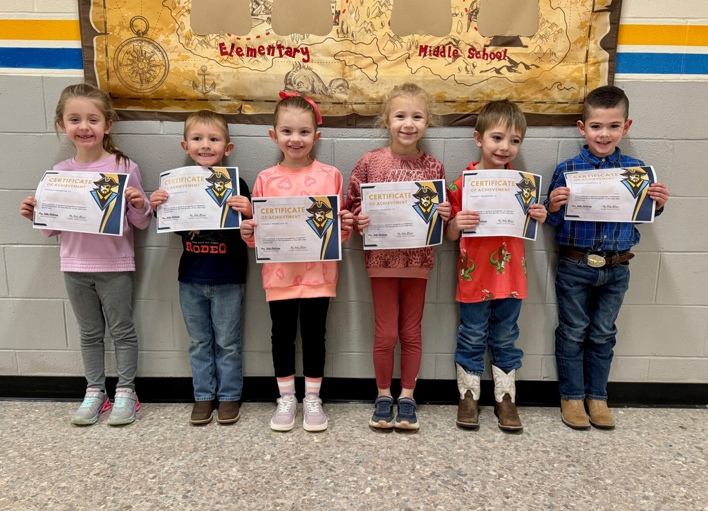 Pictured are the kindergarten students. They are holding their perfect attendance certificates. 