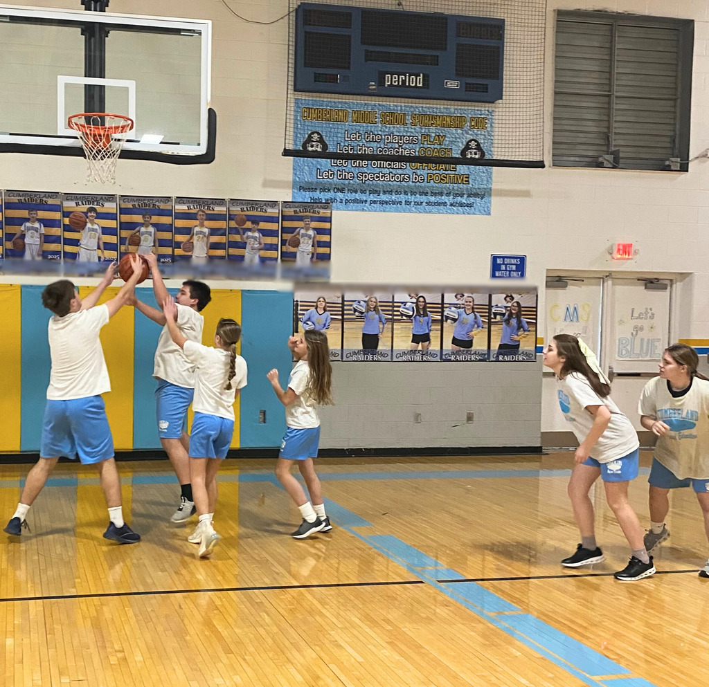 Teams are playing 3-on-3 basketball games. They are playing in the gym which is shaded in yellow and blue colors.
