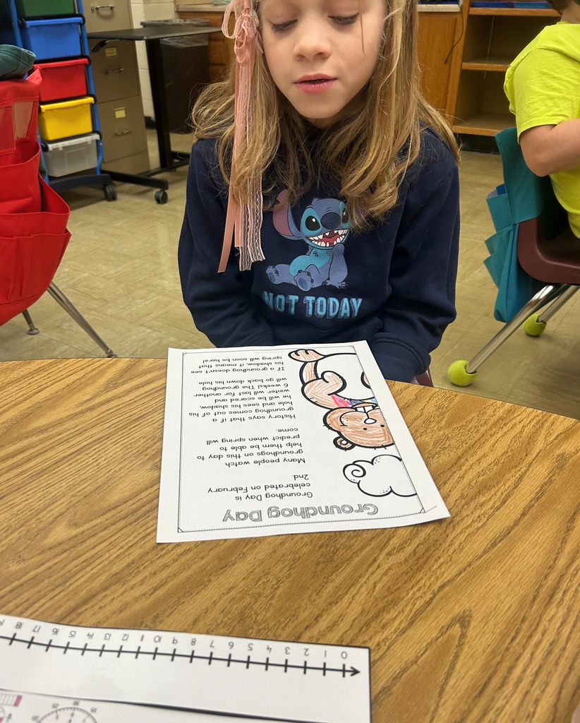 The student is reading a passage about Groundhog Day.