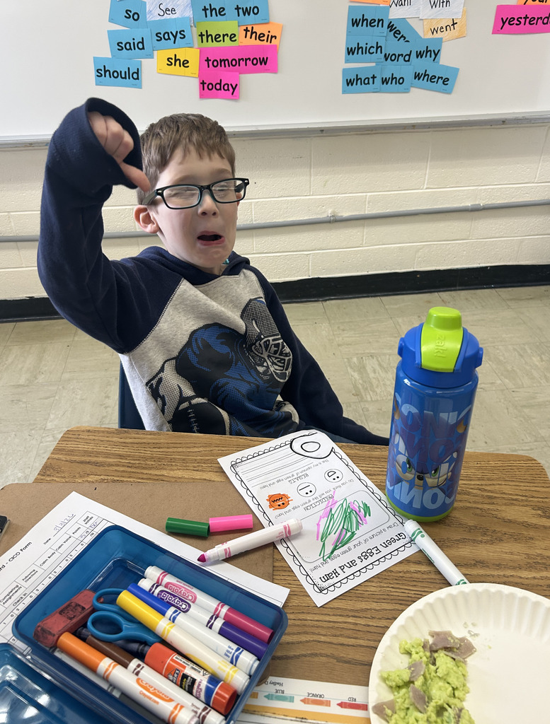 A student is giving the thumbs down sign. 
