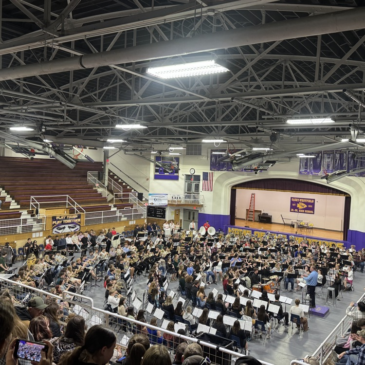 The entire band is playing a song  