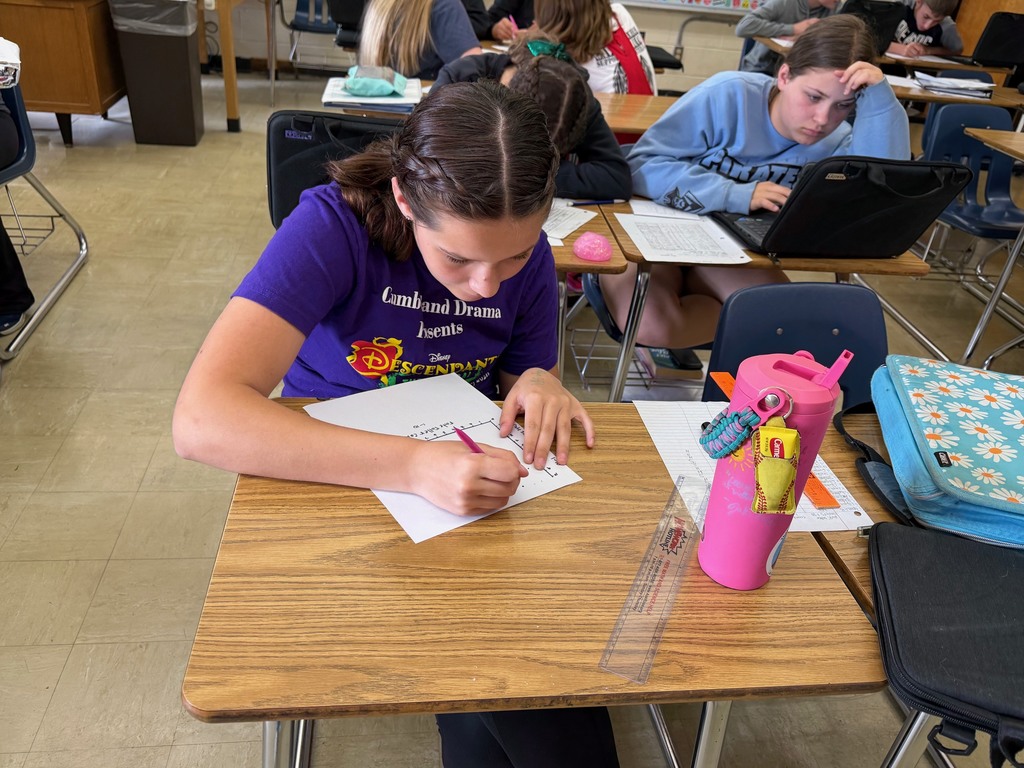A student is drawing a graph on paper. 