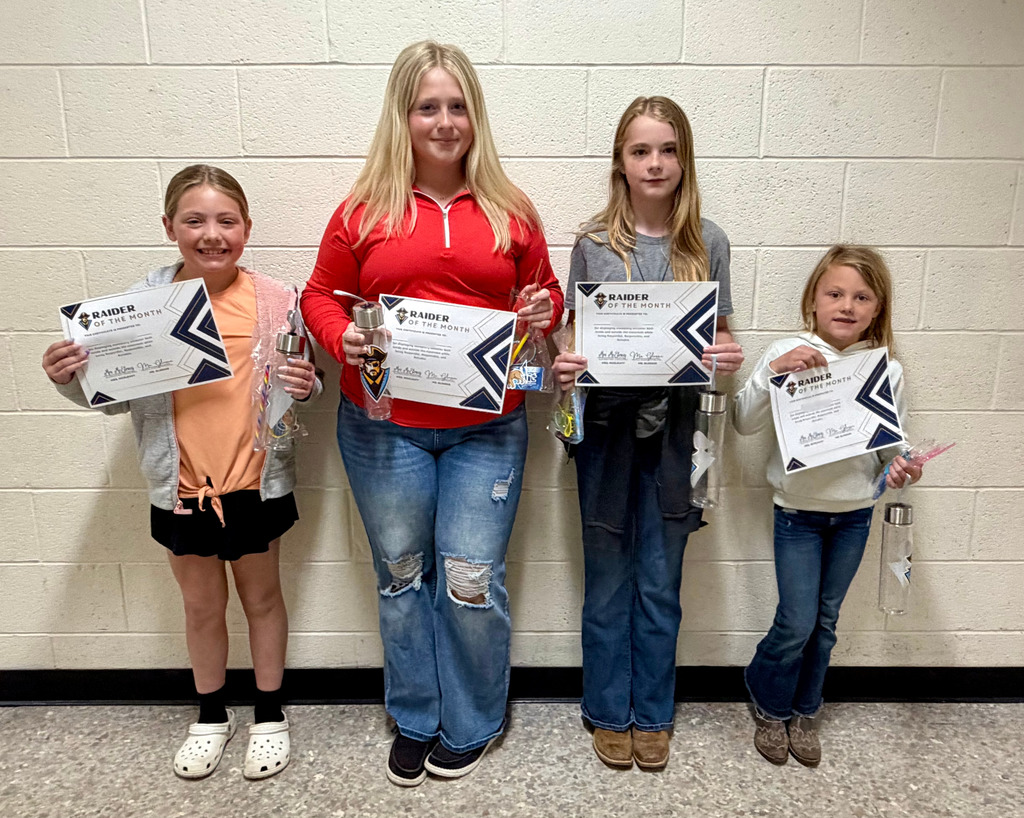 Pictured are four students who received certificates and a bag of goodies. 
