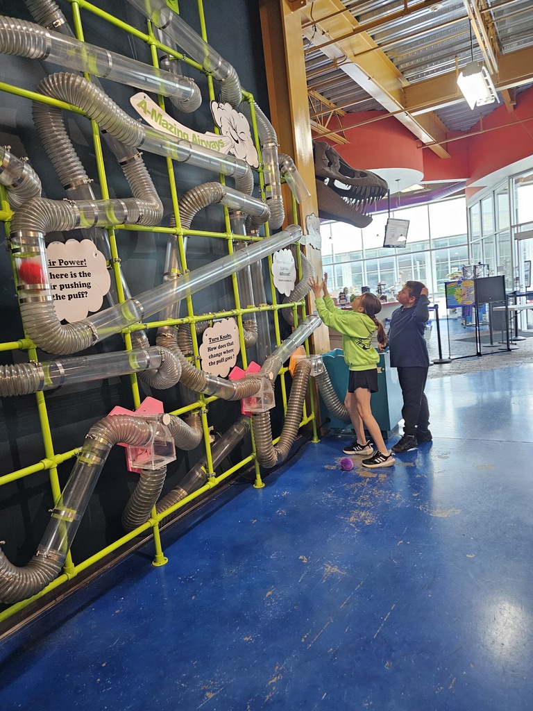 Two students are playing with a maze. 