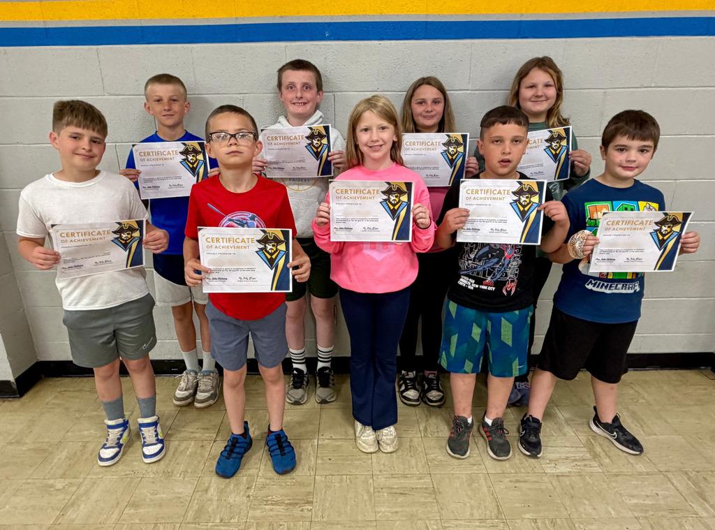 Pictured are 9 students who had perfect attendance for 4th quarter. 